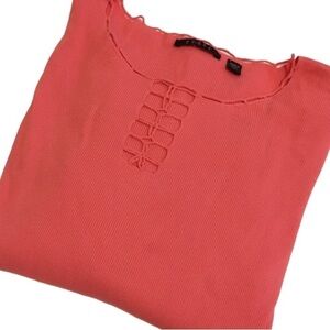 Cyrus Size Large Coral Sweater Peek A Boo Detail